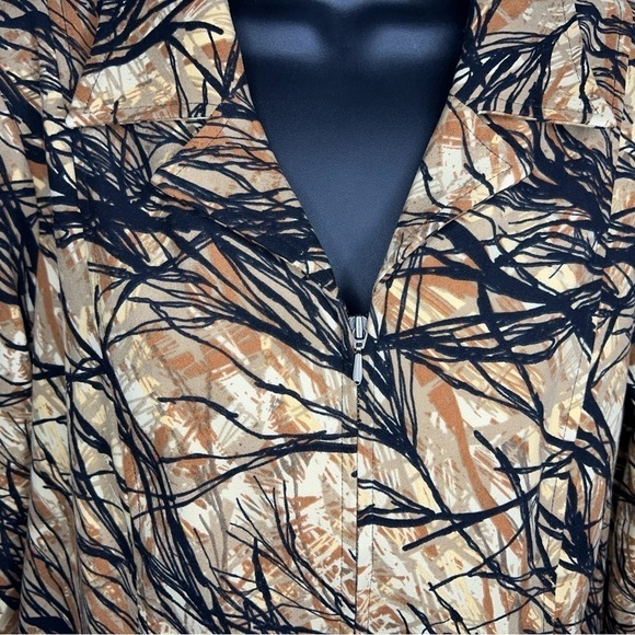 SMALL VINTAGE CHRISTOPHER AND BANKS CAMO BLAZER ZIP CLOSURE BEIGE WOMENS BROWN - Picture 7 of 10